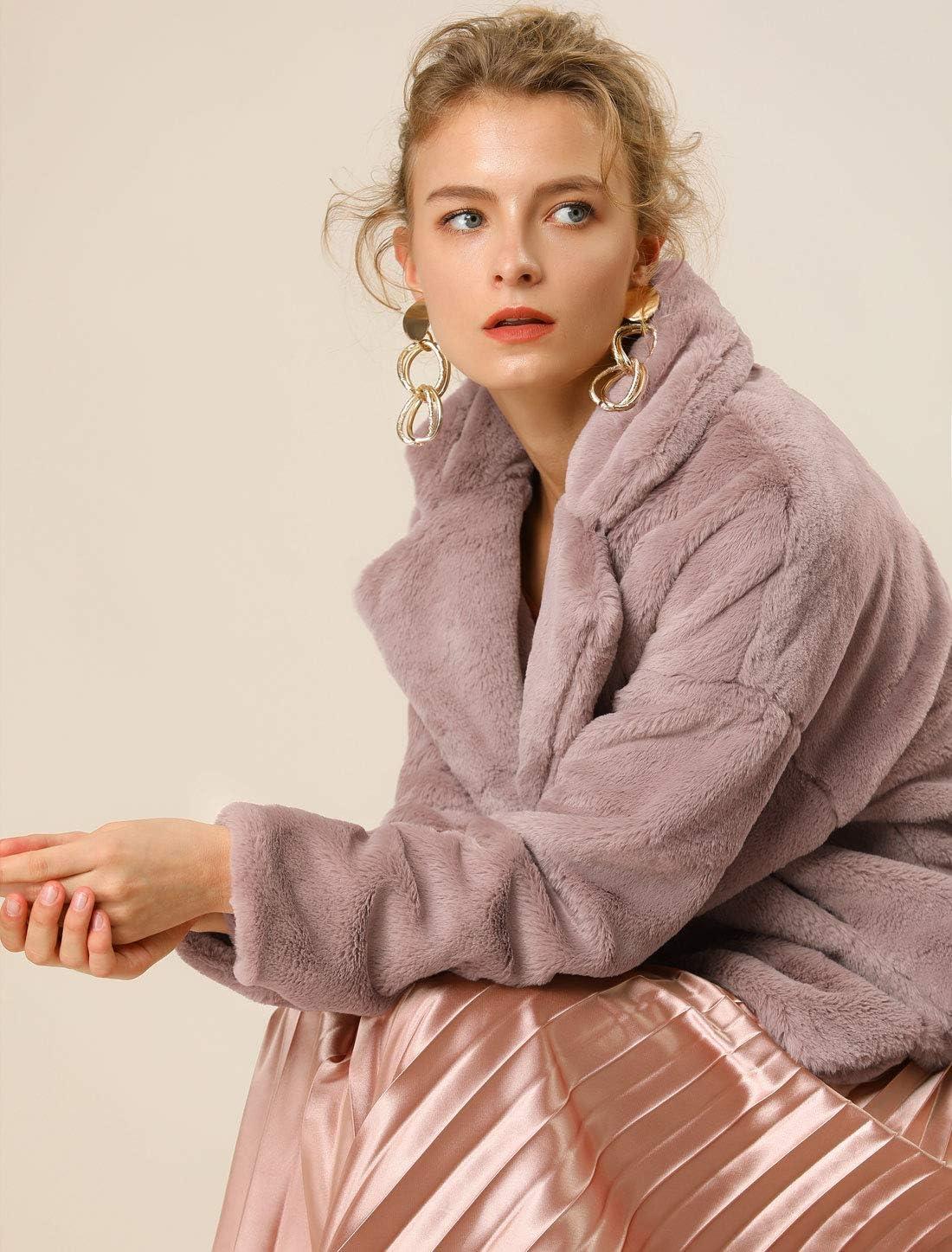 imageAllegra K Womens Winter Wedding Faux Fur Bolero Jacket Loose Formal Faux Fur CoatDusty Pink