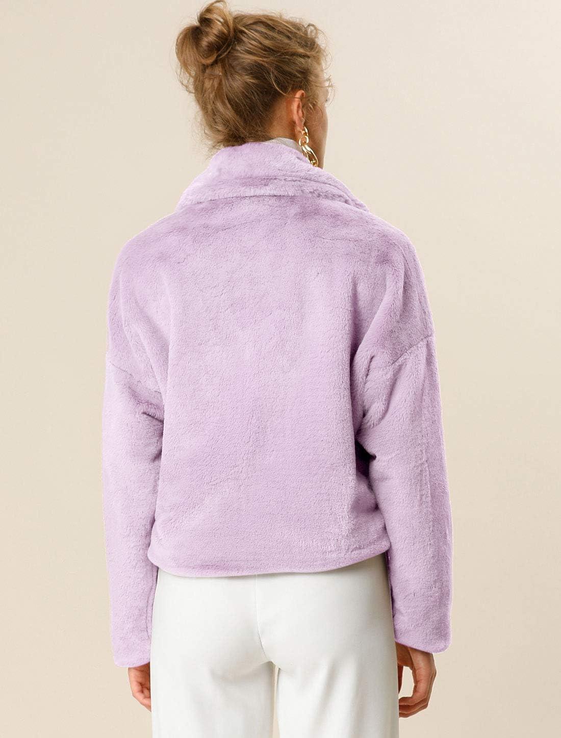 imageAllegra K Womens Winter Wedding Faux Fur Bolero Jacket Loose Formal Faux Fur CoatTaro Purple