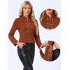 imageAllegra K Vintage Jacket for Womens Steampunk Button Decor Casual Zip Up Crop JacketBrown
