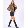 imageAllegra K Womens Faux Fur Fluffy Coat Collar 2025 Warm Winter Cropped JacketDark Khaki