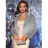 imageAllegra K Womens Winter Wedding Faux Fur Bolero Jacket Loose Formal Faux Fur CoatGrey