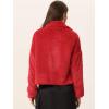 imageAllegra K Womens Winter Wedding Faux Fur Bolero Jacket Loose Formal Faux Fur CoatRed