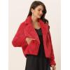 imageAllegra K Womens Winter Wedding Faux Fur Bolero Jacket Loose Formal Faux Fur CoatRed