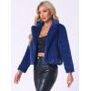 imageAllegra K Womens Winter Wedding Faux Fur Bolero Jacket Loose Formal Faux Fur CoatRoyal Blue