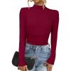 imageAllegra K Sweaters for Women Mock Turtleneck Long Sleeve Fitted Tee Casual Pullover Tops Fashion Clothes 2025 Fall OutfitsWine Red