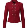 imageAllegra K Vintage Jacket for Womens Steampunk Button Decor Casual Zip Up Crop JacketWine Red