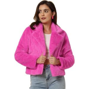 imageAllegra K Womens Winter Wedding Faux Fur Bolero Jacket Loose Formal Faux Fur CoatHot Pink