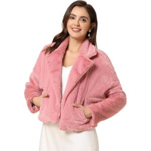 imageAllegra K Womens Winter Wedding Faux Fur Bolero Jacket Loose Formal Faux Fur CoatPink