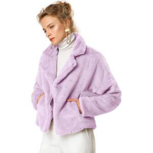 imageAllegra K Womens Winter Wedding Faux Fur Bolero Jacket Loose Formal Faux Fur CoatTaro Purple