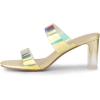 imageAllegra K Womens Colorful Straps Clear Heels Chunky Heel Clear SandalsGold