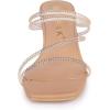 imageAllegra K Womens Rhinestone Strappy Kitten Heel Slide Heels SandalsNude
