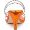 imageAllegra K Womens Rhinestone Strappy Kitten Heel Slide Heels SandalsOrange