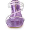 imageAllegra K Womens Rhinestone Strappy Kitten Heel Slide Heels SandalsPurple