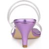 imageAllegra K Womens Rhinestone Strappy Kitten Heel Slide Heels SandalsPurple
