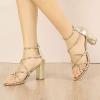 imageAllegra K Womens Strappy Crisscross Strap Opened Toe Block Heels SandalsGold