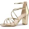 imageAllegra K Womens Strappy Crisscross Strap Opened Toe Block Heels SandalsGold