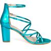 imageAllegra K Womens Strappy Crisscross Strap Opened Toe Block Heels SandalsLake Blue