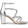 imageAllegra K Womens Strappy Crisscross Strap Opened Toe Block Heels SandalsSilver
