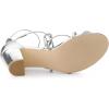 imageAllegra K Womens Strappy Crisscross Strap Opened Toe Block Heels SandalsSilver