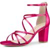 imageAllegra K Womens Strappy Crisscross Strap Opened Toe Block Heels SandalsHot Pink