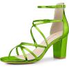 imageAllegra K Womens Strappy Crisscross Strap Opened Toe Block Heels SandalsPatent Green