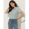 imageAllegra K Womens Peter Pan Collar Shirts Button Front Vintage Floral Blouse TopBlue