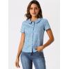 imageAllegra K Womens Peter Pan Collar Shirts Button Front Vintage Floral Blouse TopBlue Gray