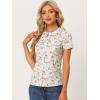 imageAllegra K Womens Peter Pan Collar Shirts Button Front Vintage Floral Blouse TopCream White