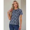 imageAllegra K Womens Peter Pan Collar Shirts Button Front Vintage Floral Blouse TopDark Blue