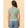imageAllegra K Womens Peter Pan Collar Shirts Button Front Vintage Floral Blouse TopGreen