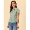 imageAllegra K Womens Peter Pan Collar Shirts Button Front Vintage Floral Blouse TopGreen