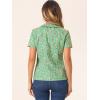 imageAllegra K Womens Peter Pan Collar Shirts Button Front Vintage Floral Blouse TopGreen Pink