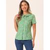 imageAllegra K Womens Peter Pan Collar Shirts Button Front Vintage Floral Blouse TopGreen Pink