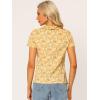imageAllegra K Womens Peter Pan Collar Shirts Button Front Vintage Floral Blouse TopYellow