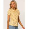 imageAllegra K Womens Peter Pan Collar Shirts Button Front Vintage Floral Blouse TopYellow