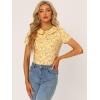 imageAllegra K Womens Peter Pan Collar Shirts Button Front Vintage Floral Blouse TopYellow