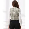 imageAllegra K Womens Plaid Waistcoat Notched Lapel Collar Single Breasted Vintage VestBeige White