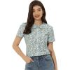 imageAllegra K Womens Peter Pan Collar Shirts Button Front Vintage Floral Blouse TopBlue