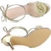imageAllegra K Womens Flower Heels Strappy Lace Up Stiletto Heels SandalsGold
