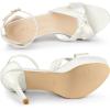 imageAllegra K Womens Platform Heels Twist Knot Stiletto Heel Satin Heel SandalsWhite