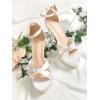 imageAllegra K Womens Platform Heels Twist Knot Stiletto Heel Satin Heel SandalsWhite