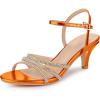 imageAllegra K Womens Ankle Strap Rhinestone Kitten Heel SandalsOrange
