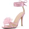 imageAllegra K Womens Flower Heels Strappy Lace Up Stiletto Heels SandalsPink