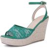 imageAllegra K Womens Lace Ankle Strap Platform Heel Espadrille Wedge Heels SandalsGreen