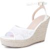 imageAllegra K Womens Lace Ankle Strap Platform Heel Espadrille Wedge Heels SandalsWhite