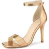 imageAllegra K Womens Metallic Heel Square Toe Stiletto Heel SandalsRose Gold