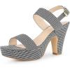 imageAllegra K Womens Platform Heels Houndstooth Plaid Print Chunky Heel SandalsBlack