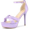 imageAllegra K Womens Platform Heels Twist Knot Stiletto Heel Satin Heel SandalsPurple