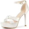 imageAllegra K Womens Platform Heels Twist Knot Stiletto Heel Satin Heel SandalsWhite
