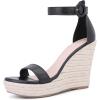imageAllegra K Womens Wedge Sandal Ankle Buckle Strap High Heel Open Toe SandalsBlack